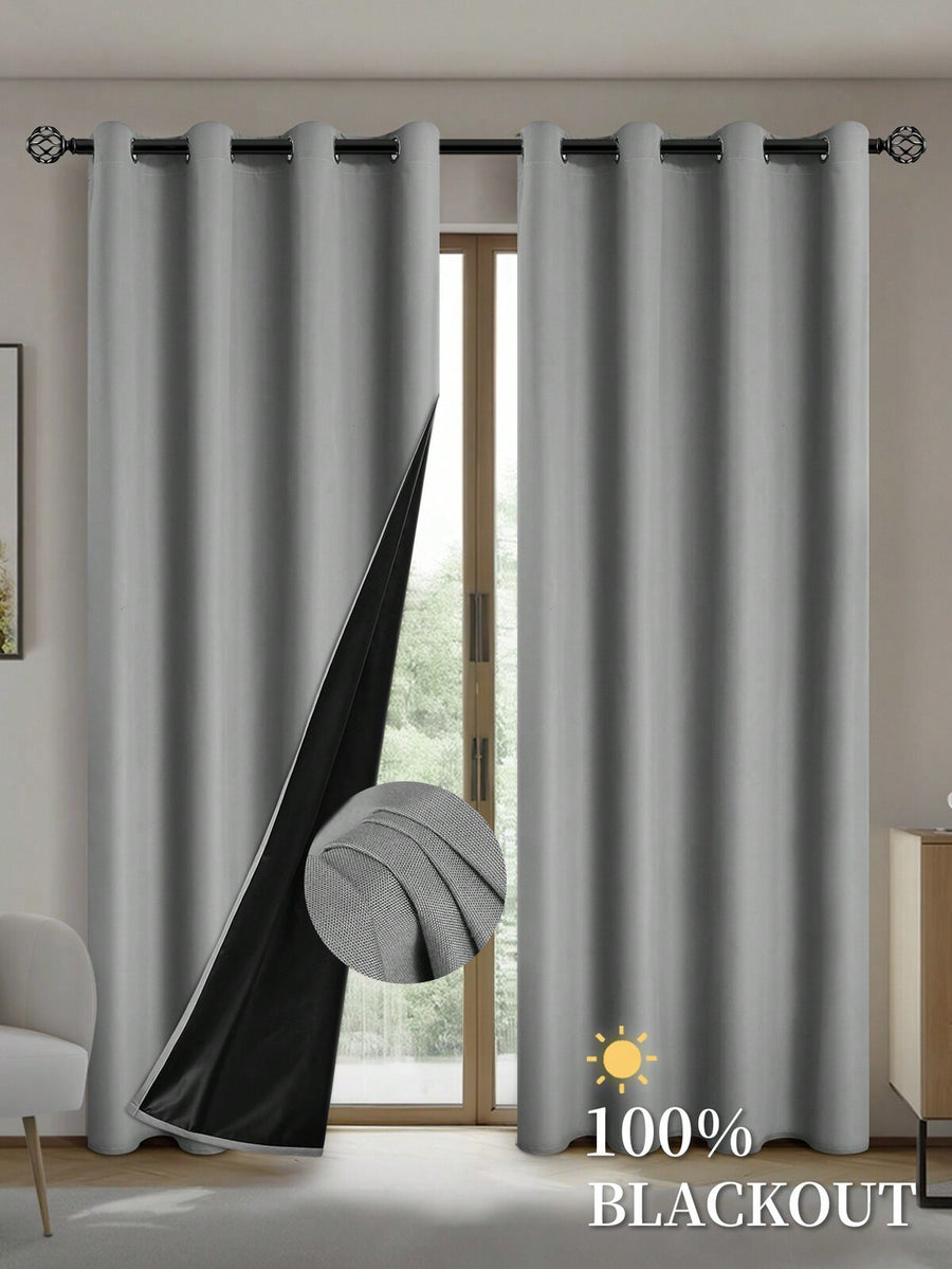 2pcs Blackout Curtains With Thermal Insulation Lining, Lightweight Polyester Fabric, Top Grommet Design, Suitable For Living Room, Bedroom, Kitchen, Bathroom, Home Decor